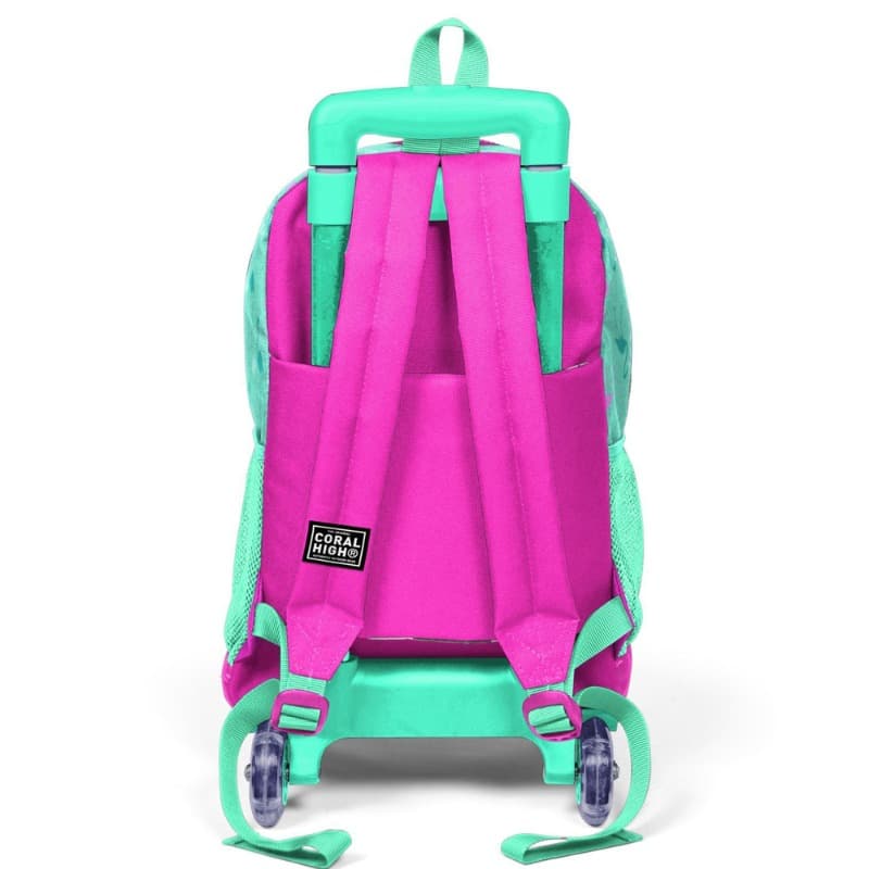 Coral High Kids Trolley School Backpack Water Green Neon Pink Flamingo Patterned thumbnail 3