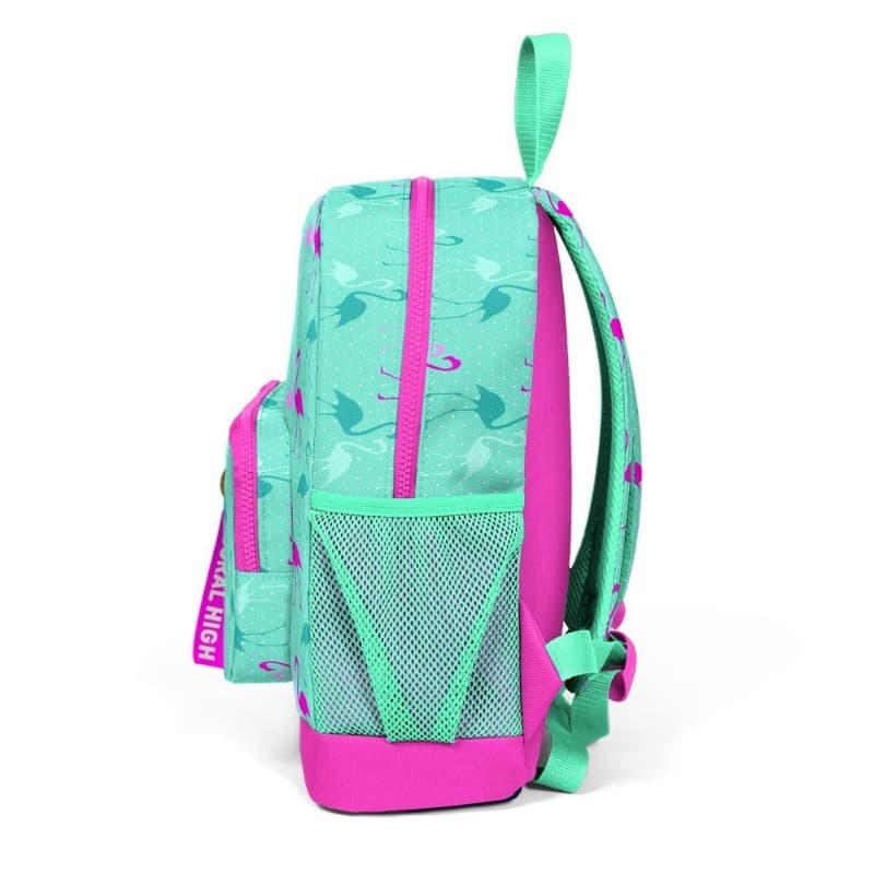 Coral High Kids School Backpack Water Green Neon Pink Flamingo Patterned thumbnail 2