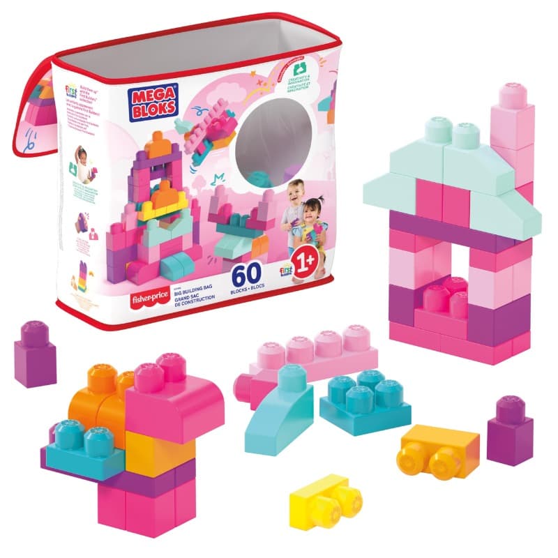 Mega Bloks Big Building Bag 60 Pieces - Pink thumbnail 2