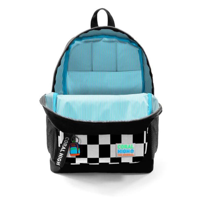 Coral High Kids School Bag - Black with Checkerboard Pattern thumbnail 3