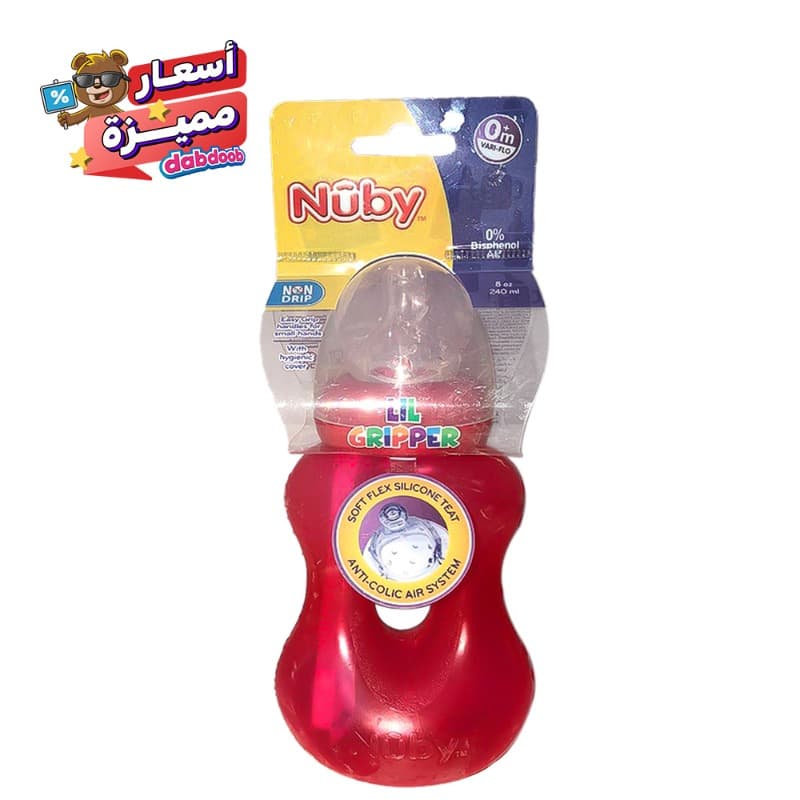 Nuby - Spill Wide Neck Gripper Pal Bottle 240 Ml