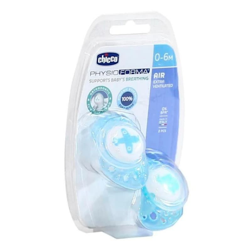 Chicco - Silicone Pacifier Physio Air 0-6m, 2Pcs - Blue