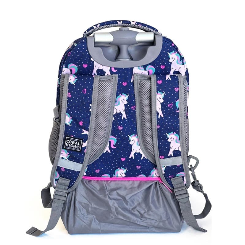 Coral High Kids Trolley Backpack and School Bag Unicorn Patterned Navy Blue thumbnail 5