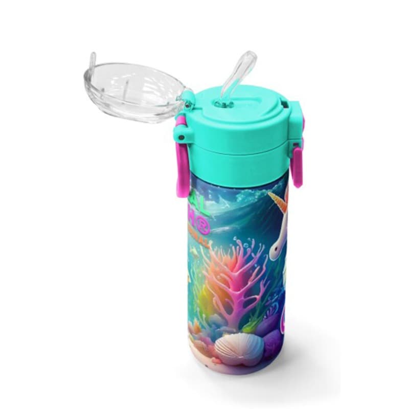 Coral High Kids - Seahorse Patterned Straw and Direct Drinking Steel Thermos 500 ml thumbnail 5