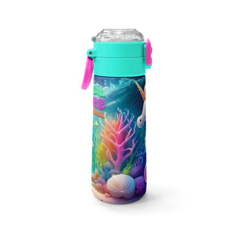 Coral High Kids - Seahorse Patterned Straw and Direct Drinking Steel Thermos 500 ml thumbnail 2