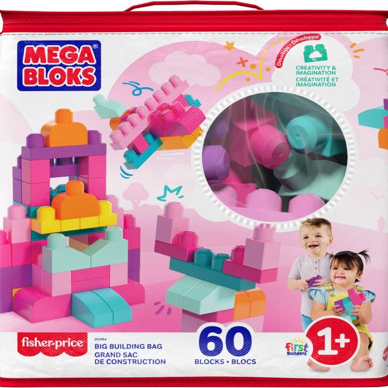 Mega Bloks Big Building Bag 60 Pieces - Pink